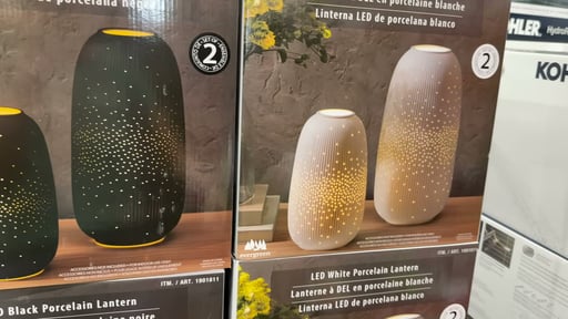 Evergreen LED Porcelain Lanterns, Set of 2