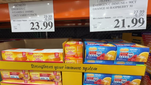 Emergen-C Immune+ 90 Count Orange 60 Raspberry 30