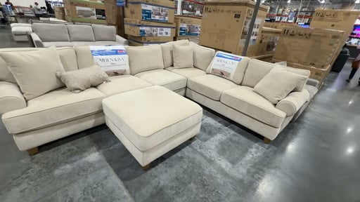 Aiden & Ivy Hazel Fabric Sectional with Storage Ottoman