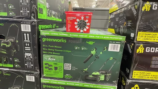 Greenworks 2x24V Mower, Trimmer, Blower Combo Kit with (4) 4Ah Batteries