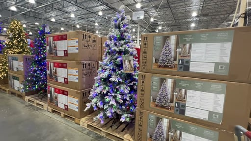 7.5' Pre-Lit Flocked Micro LED with Twinkle Christmas Tree