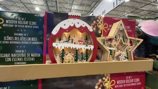 Wooden Holiday Icons with LED Lights, Set of 2