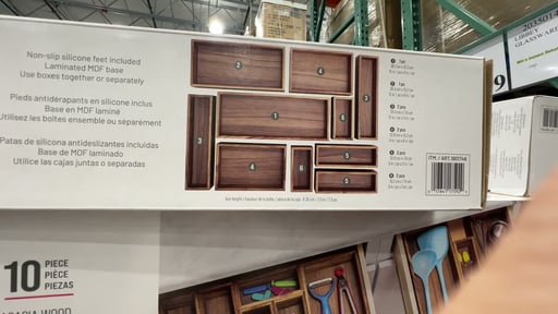 Seville Classics 10-Piece Acacia Wood Organizing Box Set