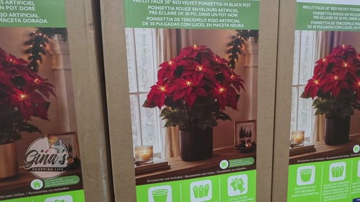 30-Inch Pre-Lit Red Velvet Poinsettia Pot