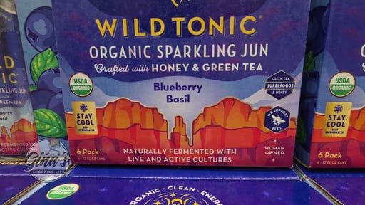 Wild Tonic Sparkling Organic Jun Blueberry Basil, 6 x 12 oz