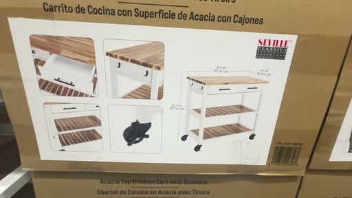 Seville Acacia Kitchen Cart with Acacia Shelves