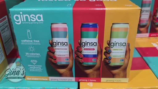 Ginsa Sparkling Ginseng Tonic Variety Pack, 12 Pack, 12 oz