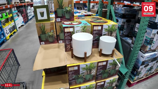 Ceramic Planters with Bamboo Stands, 2-Pack