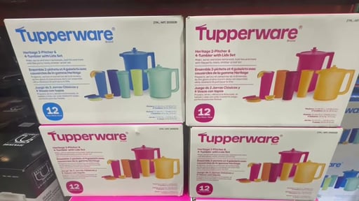 Tupperware Heritage 2-Pitchers & 4-Tumblers with Lids
