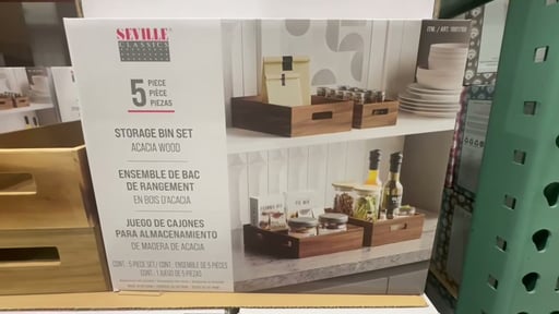 Seville Classics 5-Piece Acacia Storage Bin Set