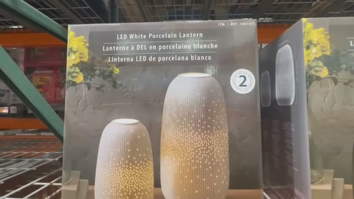 Evergreen LED Porcelain Lanterns, Set of 2