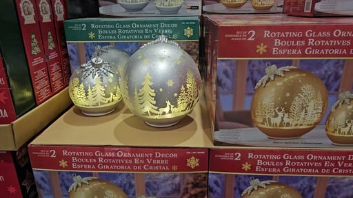 Rotating Glass Tabletop Ornaments with LED, Set of 2